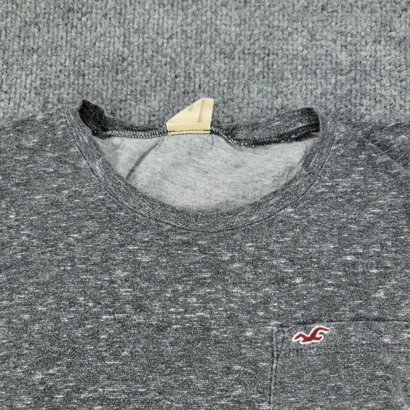Hollister Shirt Men's Small Gray Embroidered Logo Crew Neck Long Sleeve Pocket - Picture 5 of 15